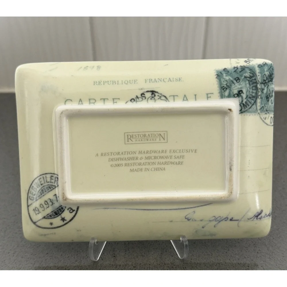 VTG Restoration Hardware Set 3 Paris Postcard Trinket Dish Appetizer Plate GUC